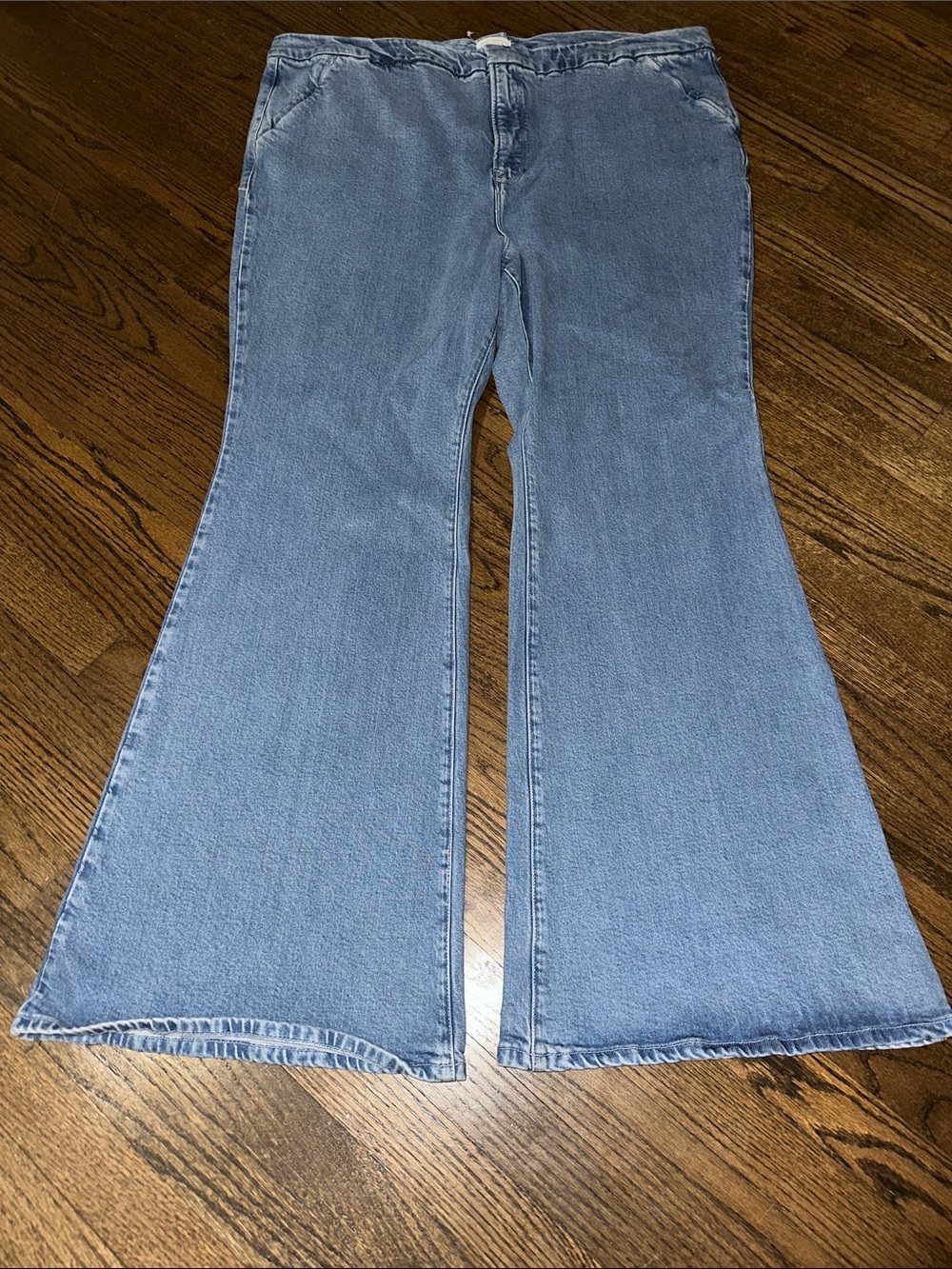 Women’s Plus Size Long High Rise Stretch Blue Wash Jeans